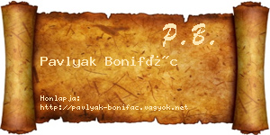 Pavlyak Bonifác névjegykártya